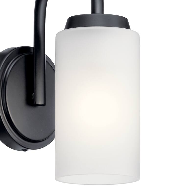 Kichler Lighting Kennewick 1-Light Wall Sconce Black with Etched Glass