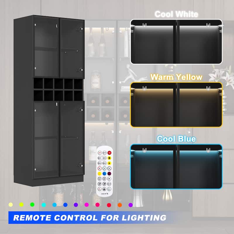 Bar Cabinet Wine Cabinet Rack Display Shelves with LED Lights