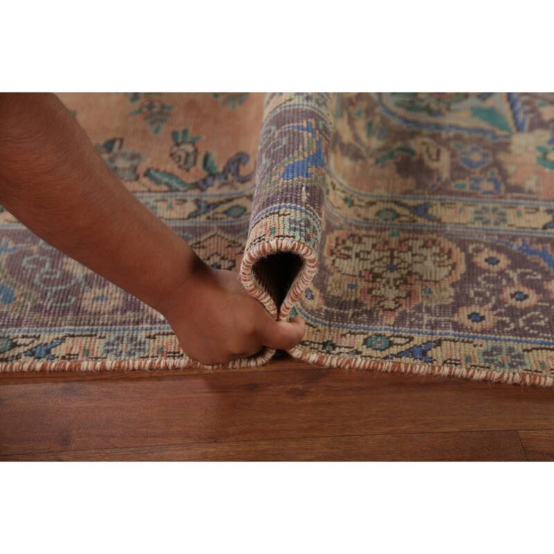 Distressed Tabriz Persian Vintage Rug Handmade Bedroom Wool Carpet - 6'5" x 9'3"