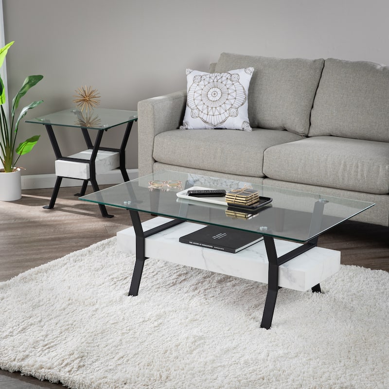 SEI Furniture Darvette Glass-Top End Table