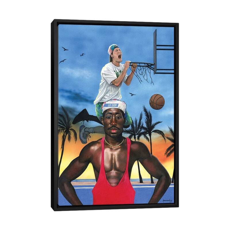 iCanvas "White Men Can't Jump" by Manasseh Johnson Framed Canvas Print - Black - 40x26