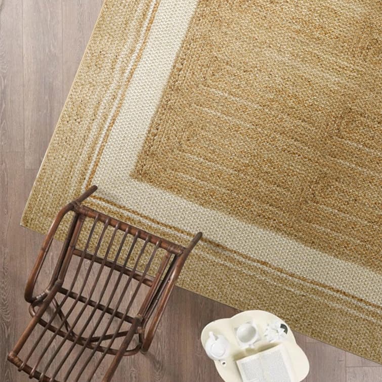 Jute Hand Braided Zigzag Stitch Natural Fibers Farmhouse Style Area Rug