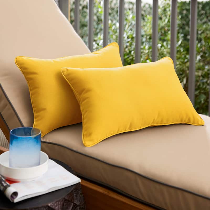 Sunbrella Sunflower Yellow Corded Indoor/ Outdoor Pillows (Set of 2)