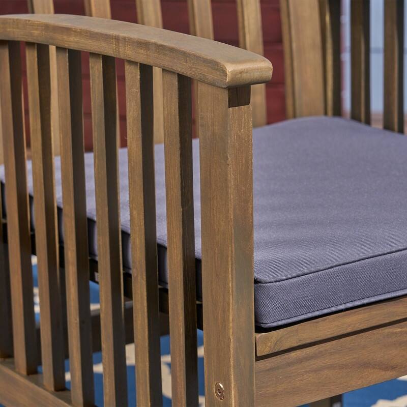 2-Piece Acacia Wood Dining Chair Set with Water-Resistant Cushions