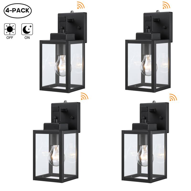 11"H 1-Light Matte Black Outdoor Wall Lantern Sconce (2-Pack)