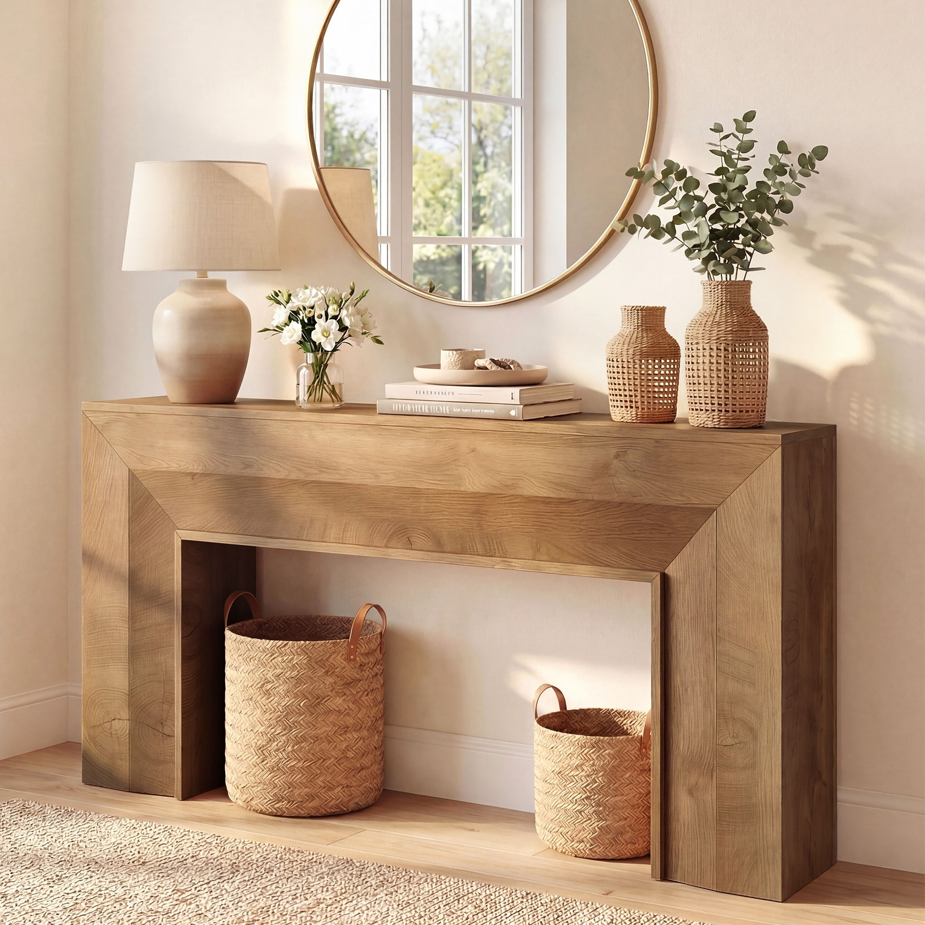63" Long Wooden Console Table, Narrow Sofa Tables Behind Couch - 11.81" D x 62.99" W x 33.46" H