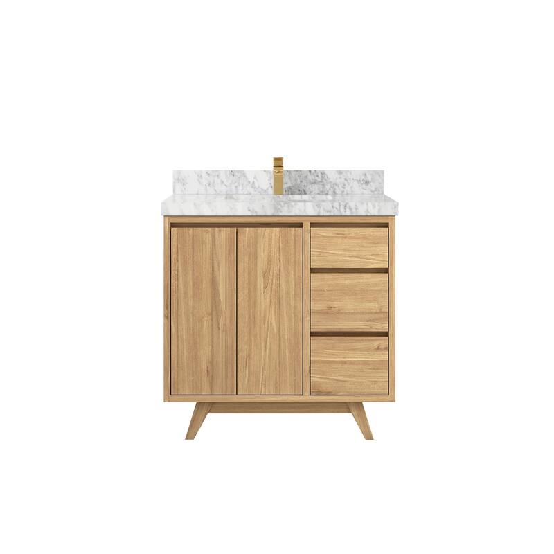 Willow Collections 36 in. W x 22 in. D Madison Teak Center Sink Bathroom Vanity with Countertop