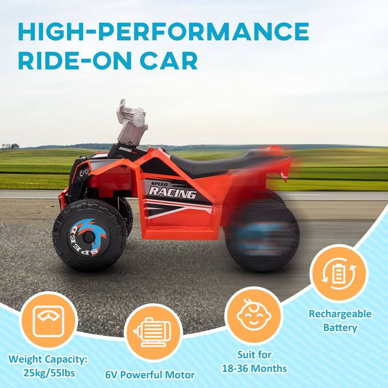 Aosom Kids ATV Quad Car, 6V Four-Wheeler w/ Forward Backward