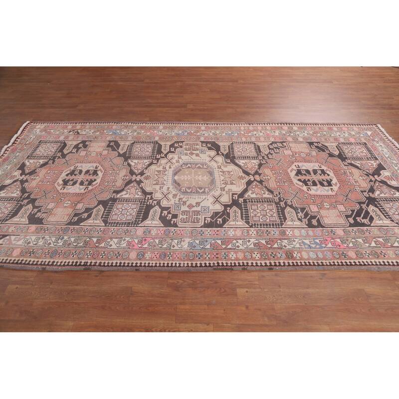 Hand Knotted Oriental 100% Wool Carpet Traditional Geometric Pink Meshkin Area Rug - 9' 4'' X 4' 11''