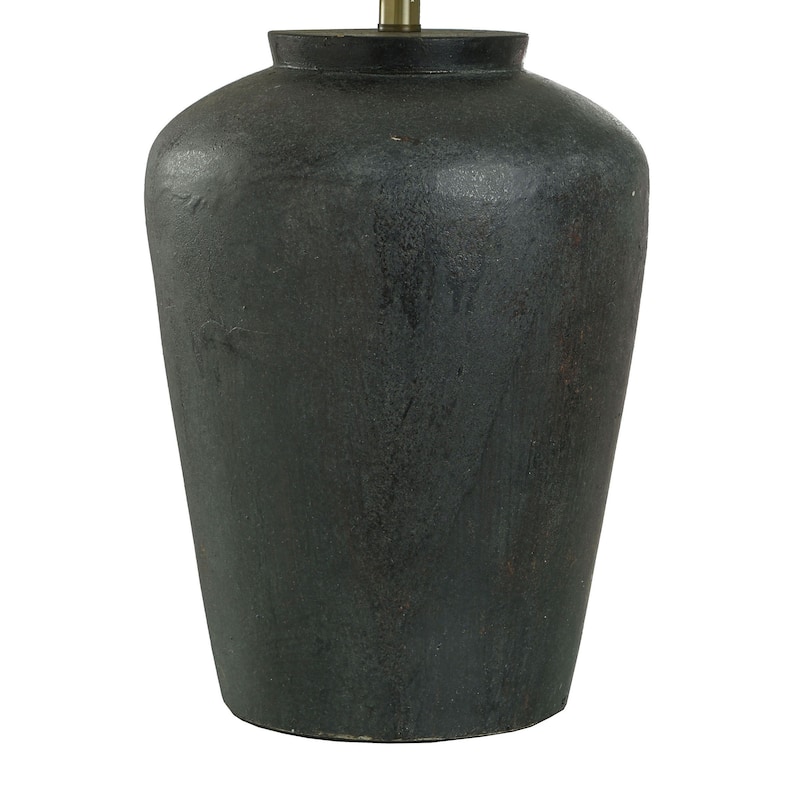 Arlo Cotta - Rustic Cement Table Lamp - Distressed Black Finish - White Shade