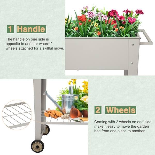Kinbor Metal Raised Garden Bed W Legs Elevated Planter Box On Wheels With Storage Shelf Planter Herbs Vegetables Flower Box Overstock 31677064