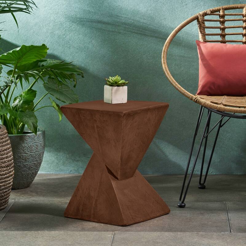 outdoor GEOMETRIC MGO SIDE TABLE,DARK BROWN COLOR