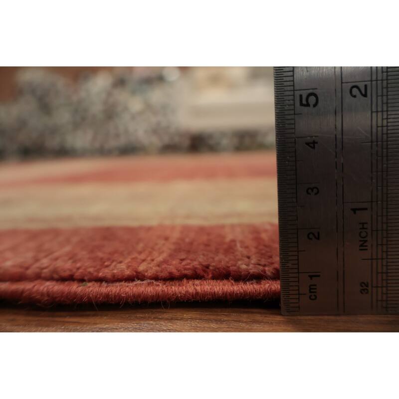 Hand Knotted Oriental 100% Wool Carpet Modern Geometric Oranges & Rust Gabbeh Area Rug - 5' 6'' X 3' 9''