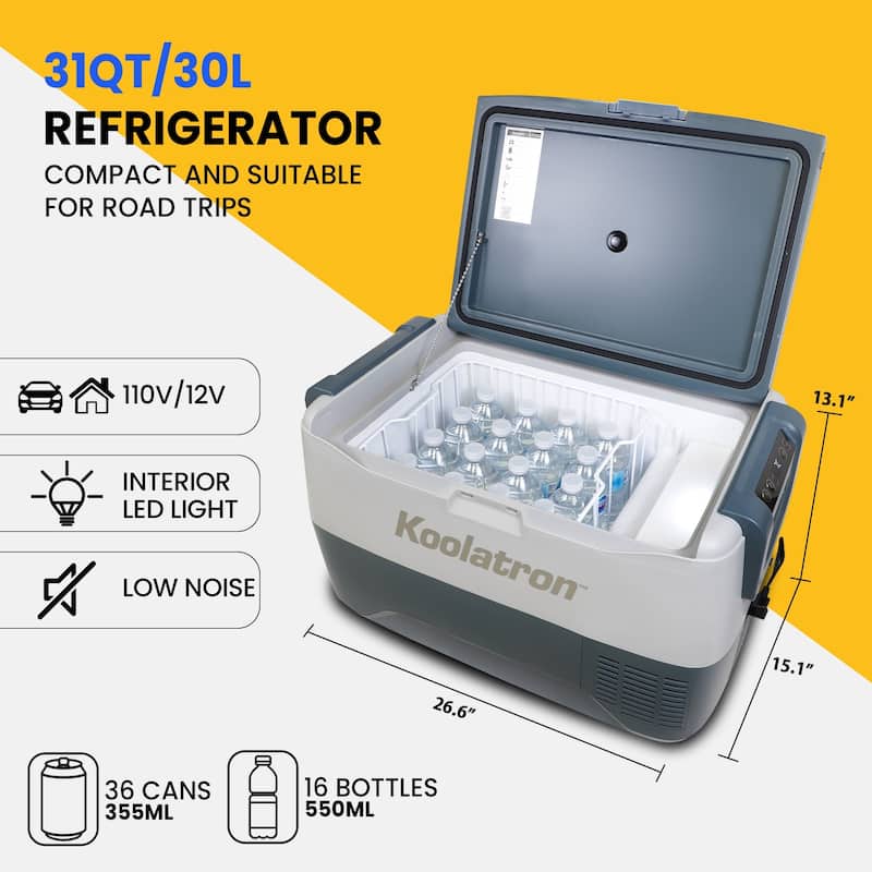Koolatron 12V Portable Freezer/Refrigerator w/ Bluetooth 31 qt (30L)