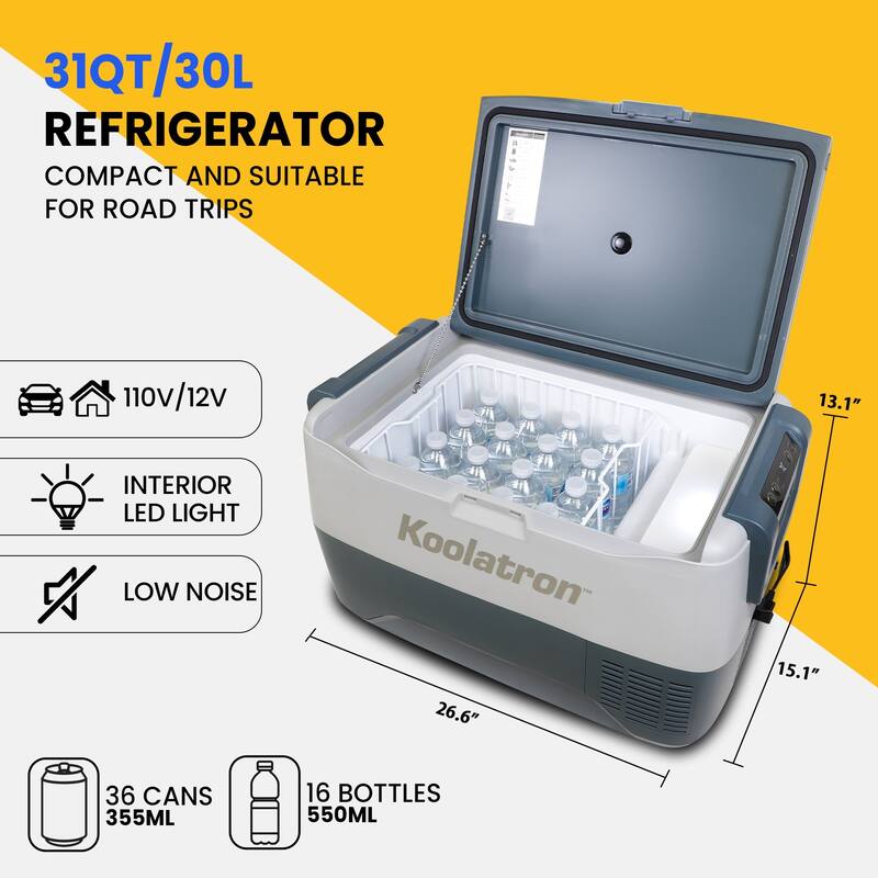 Koolatron 12V Portable Freezer/Refrigerator w/ Bluetooth 31 qt (30L