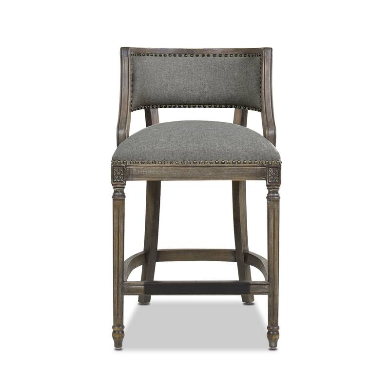 Farmhouse Counter Height Bar Stool with Backrest - Gray