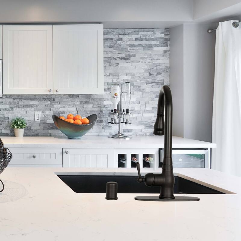 Copper Kitchen Faucet with Single Handle and Pull Down Sprayer