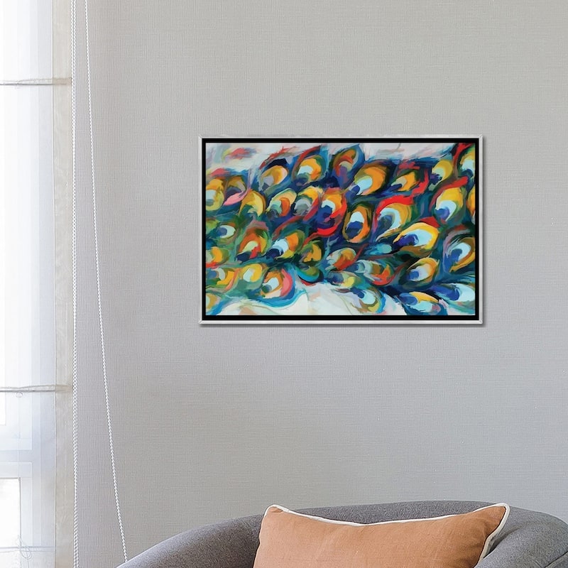 iCanvas "Peacock Tail" by Angel Estevez Framed