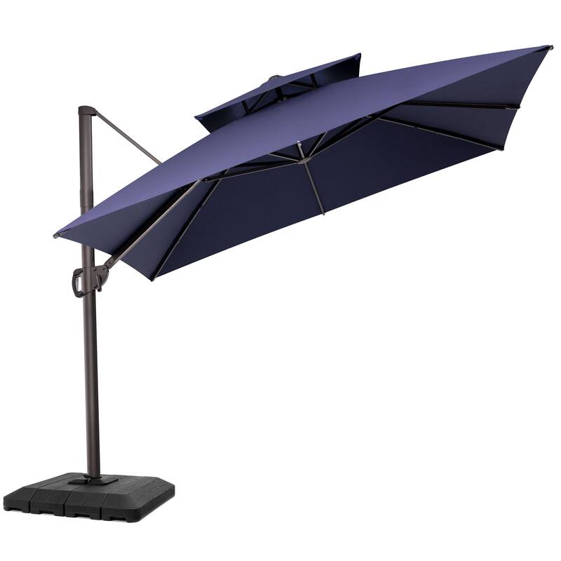 VredHom Outdoor Double Top Patio Cantilever Umbrella with Base