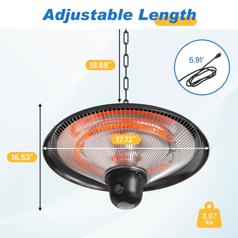 Electric Patio Heater with 3 Adjustable Modes