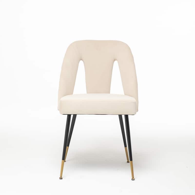 Set of 2 Modern & Contemporary Upholstered Dining Chairs with Nailheads and Metal Legs