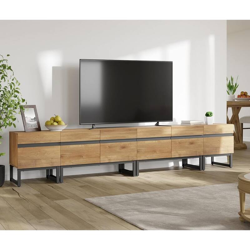 WAMPAT Modern TV Stand for TVs up to 50 inch TV, 2 in 1 Entertainment Center TV Console with Storage Cabinets and Metal Base