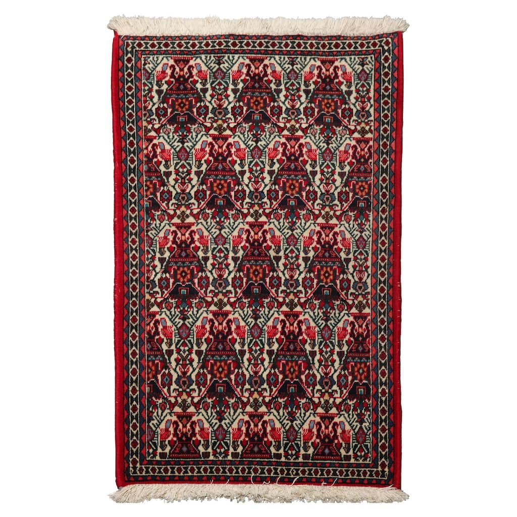2'2''x3'7'' Hand Knotted Wool Ivory Abadeh Traditional Rug - 2' 2'' x 3' 7''