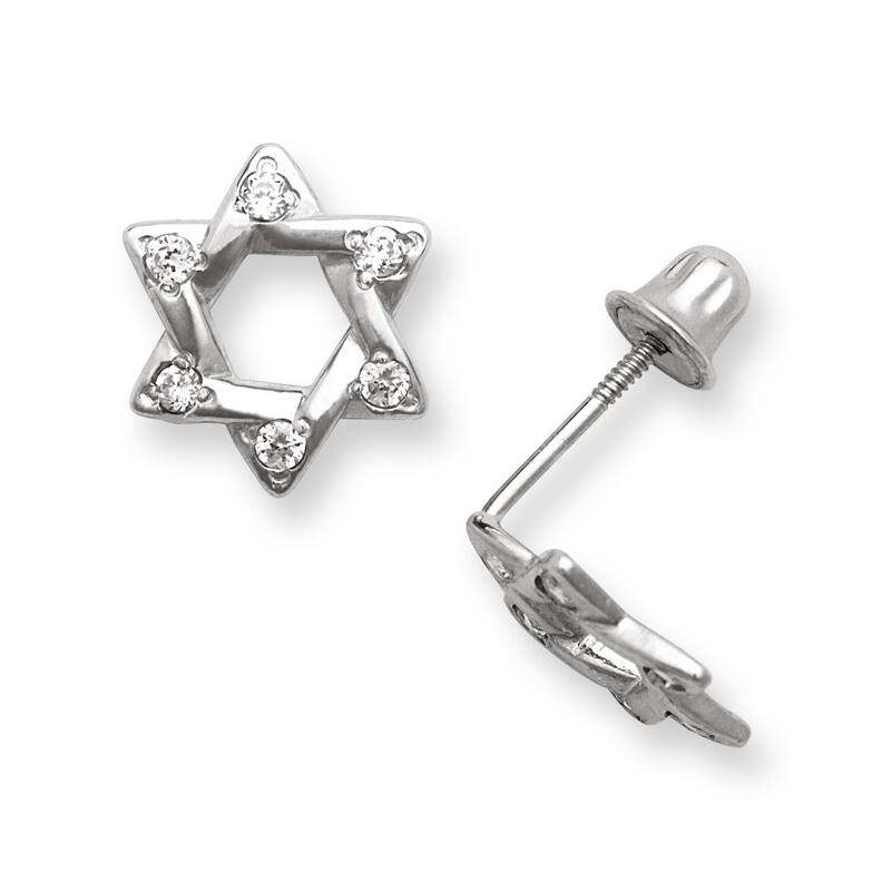 Curata 14k Gold Cubic Zirconia Star of David Stud Earrings
