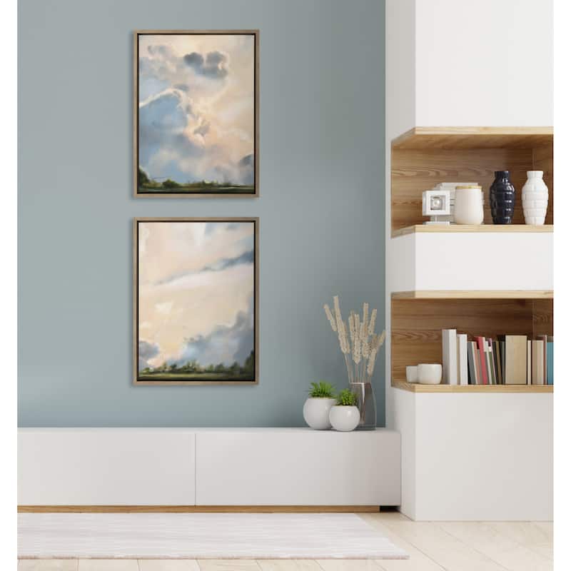 Kate and Laurel Sylvie Clouds Framed Canvas Set by Mary Sparrow