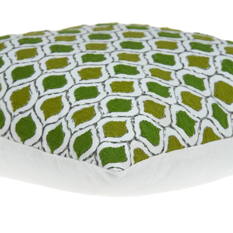 Geometric Ogee Square Cotton Throw Pillow - 20" - Green and White