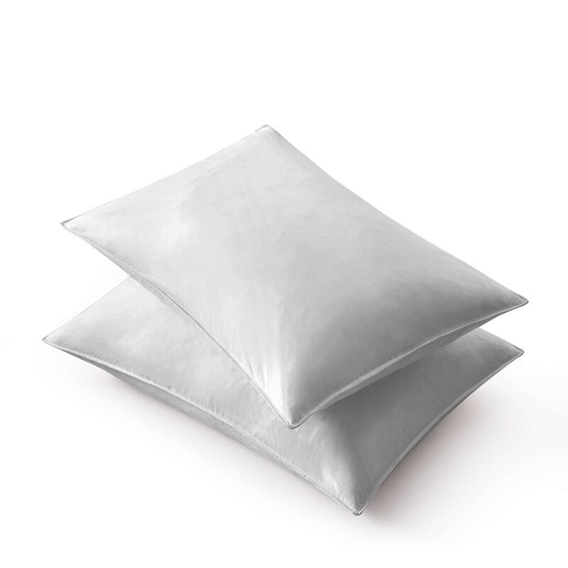 Premium Goose Feather Bed Pillows with 100% Cotton Cover Set of 2
