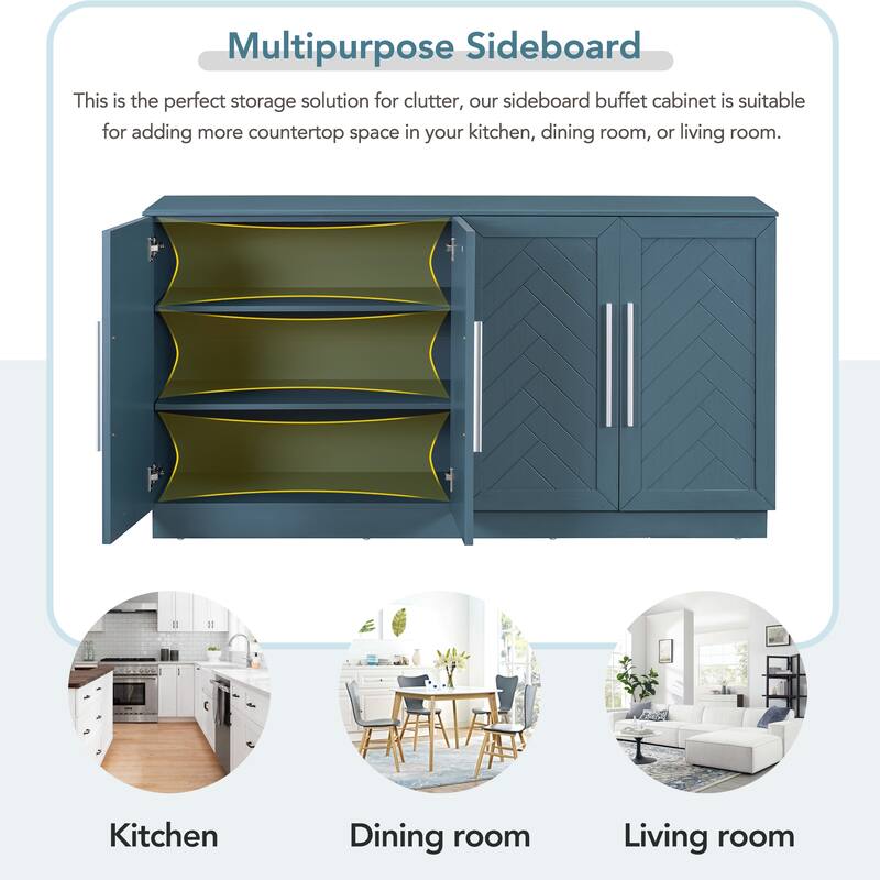 Multipurpose Buffet Cabinet with Large Storage Space, Adjustable Shelves, and Stylish Design for Home Organization