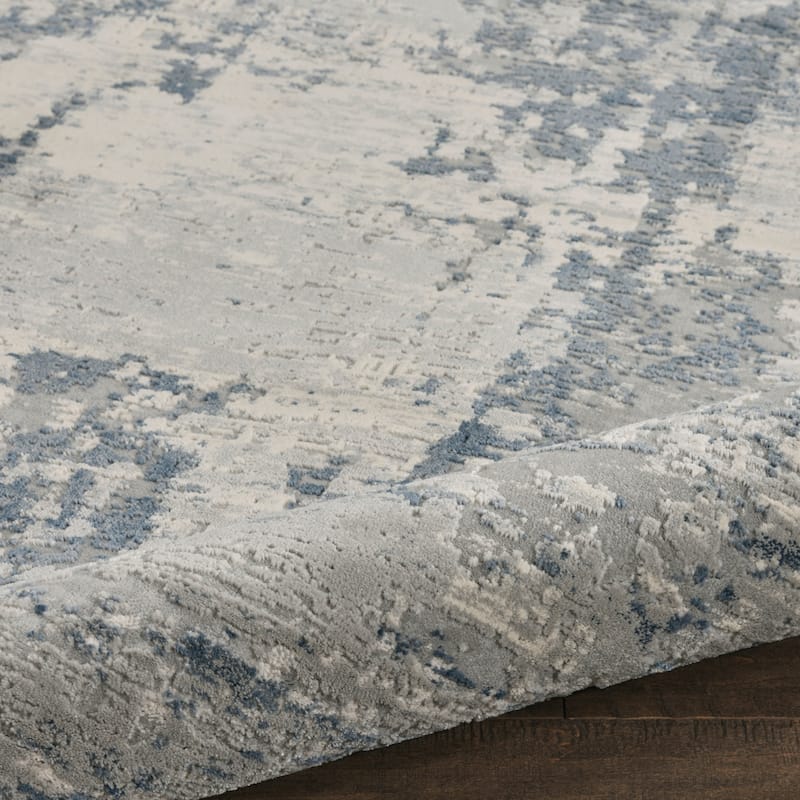 Copper Grove Nurnberg Modern Abstract Blue/Ivory Ombre Area Rug - 7'10" x 10'6" - Ivory/Blue - Rectangle