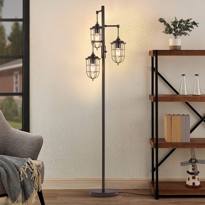 KAWOTI 67.75" Farmhouse 3-Light Lantern Floor Lamp