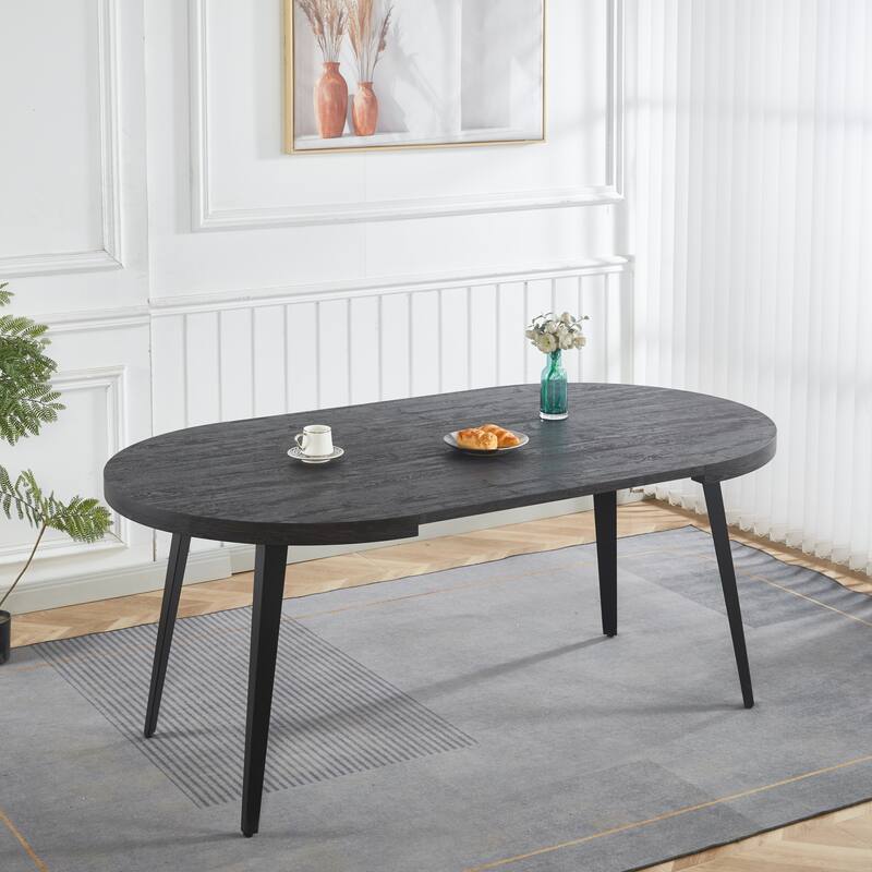 Extendable table,DINING TABLE,OFFICE TABLE,COFFEE TABLE,metal leg,MDF top,100/140/180x100x75cm,BLACK COLOR - Black