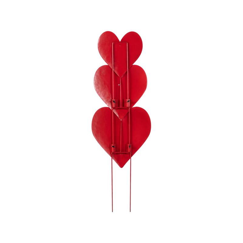Glitzhome 36"H Set of 3 Valentine's Metal Stacked Heart Yard Stake