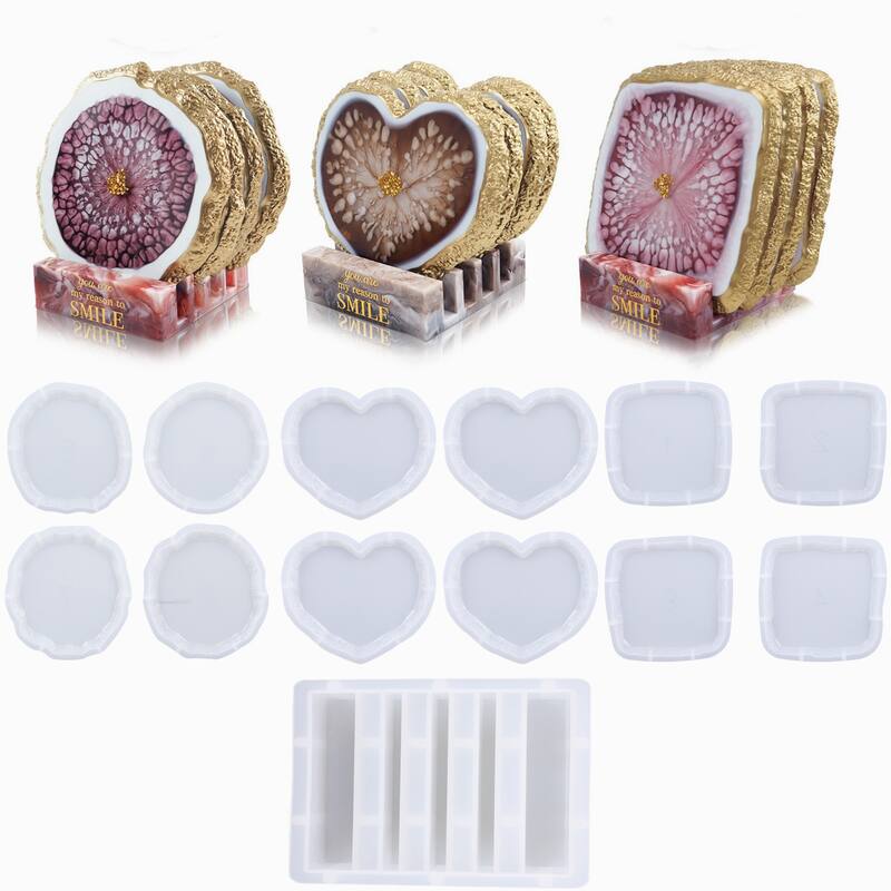 13pcs Irregular Silicone Coaster Mold Set