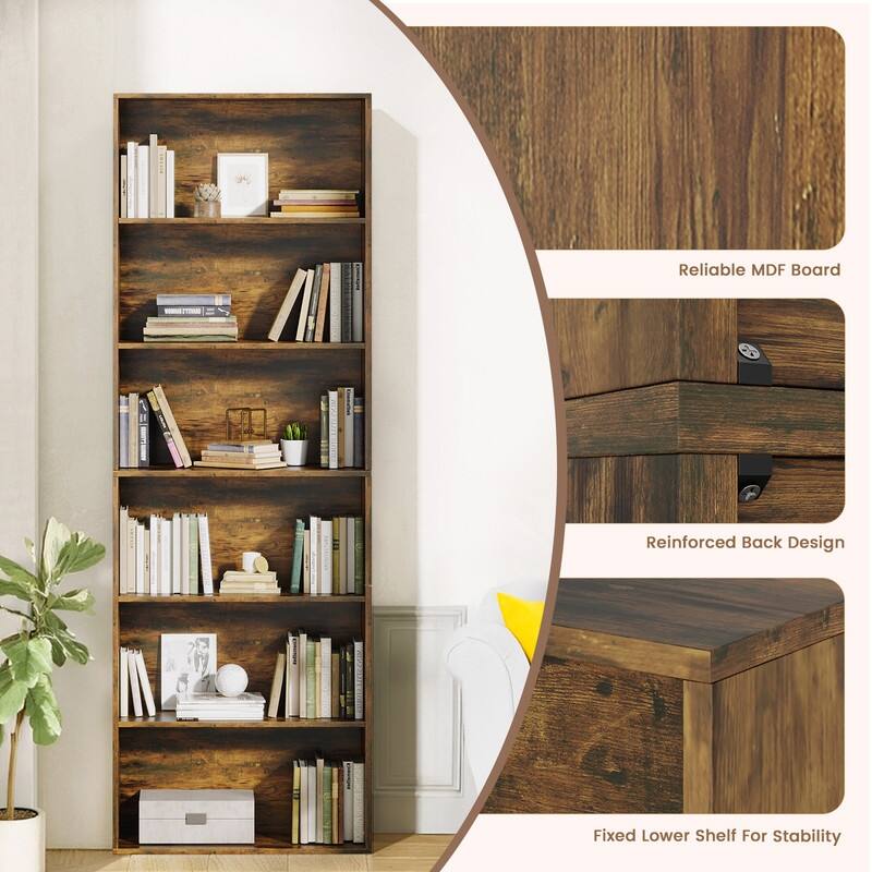 Modern Minimalist Storage Shelf - 6 Tiers, MDF Build