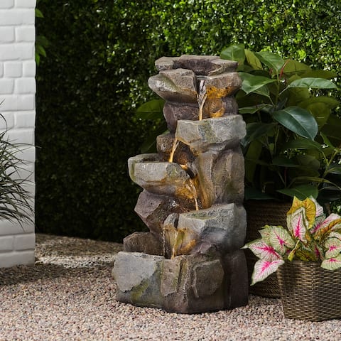 Candler Outdoor Tier Rock Fountain Outdoor 4 by Christopher Knight Home