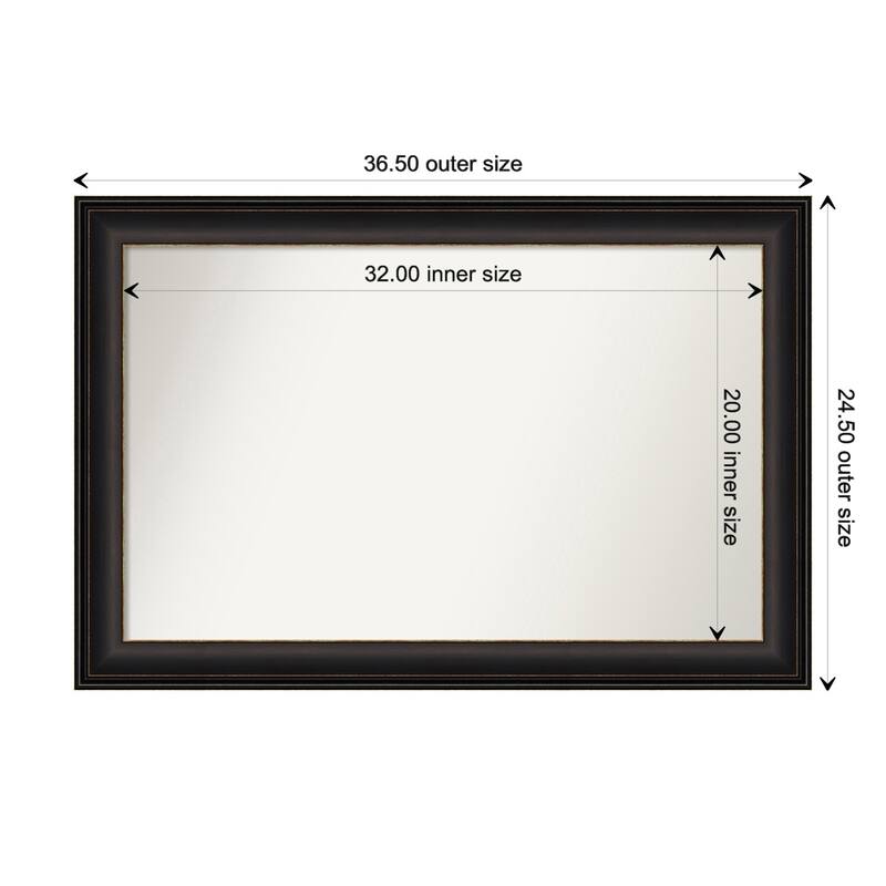 Trio Oil Rubbed Bronze Framed Non-Beveled Custom Wall Mirror, Bathroom Vanity Mirror - Outer Size: 36.5 x 24.5