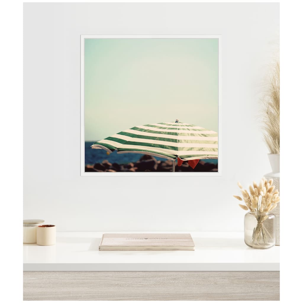 Kate and Laurel Under the Umbrella by Laura Evans Framed Canvas Wall Art Print