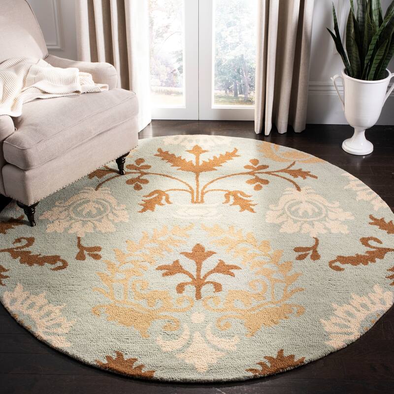SAFAVIEH Handmade Blossom Fanndis Wool Rug - 6' Round - Blue/Multi