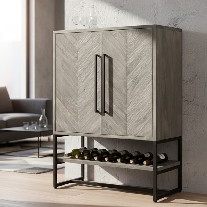 Howard Miller Jamaica Inn Wine Cabinet - Wood/Metal - Grey