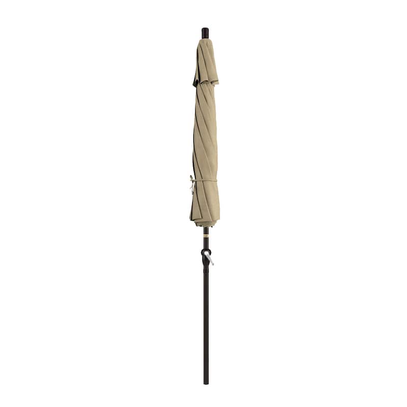 California Umbrella 9' Sunset Series Patio Umbrella Bronze Aluminum Frame and Ribs, Crank Lift Auto Tilt, Sunbrella Cilantro