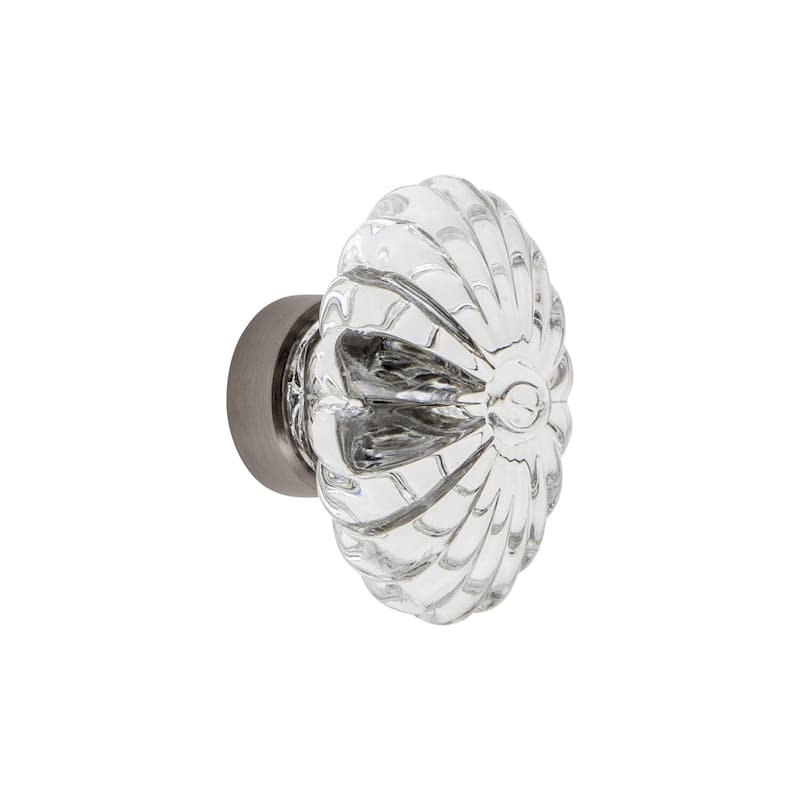 Grandeur BURG-CRYS-KNOB Burgundy 1-3/4" Luxury Flower Fluted Crystal - Antique Pewter