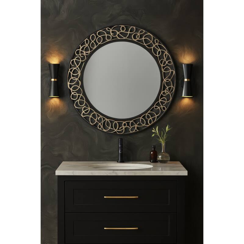 Varaluz Scribble 33-in Wall Mirror - Matte Black/Artifact
