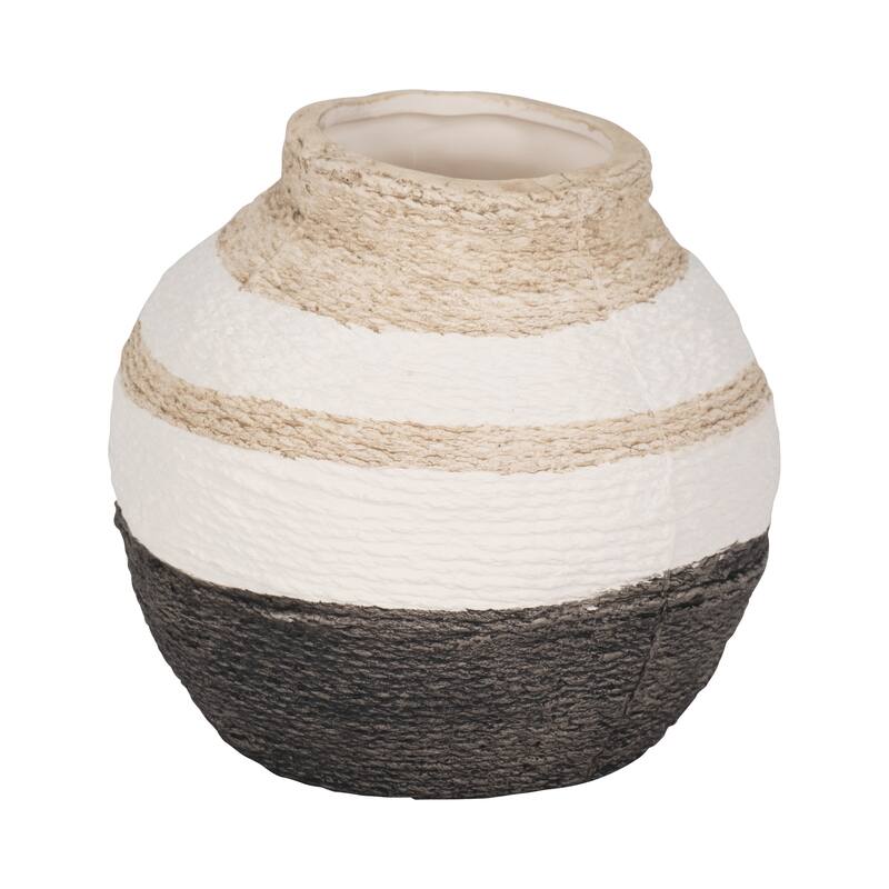 Sagebrook Home Striped Woven Textured Vase, Multi, Round