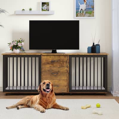 Moasis 2-in-1 Separable Furniture-style Dog Crates, TV Stand with Drawers