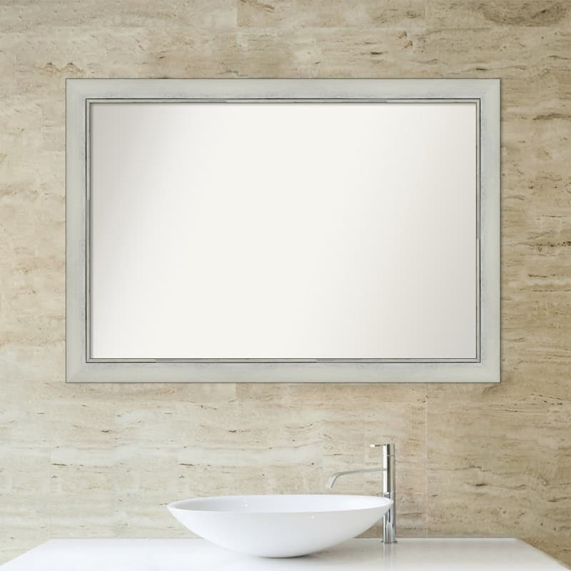 Non-Beveled Bathroom Wall Mirror - Flair Silver Patina Frame