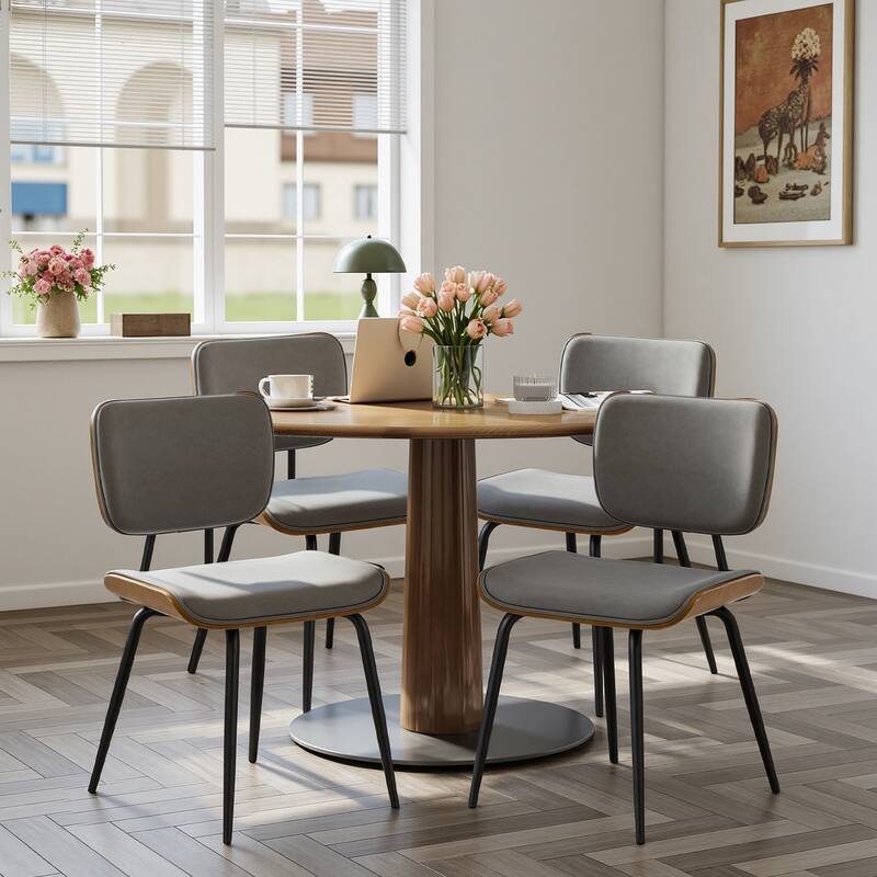 Faux Leather Upholstered Dining Chairs Set of 2/4 - 33.5"H x 19.3"W x 23"D